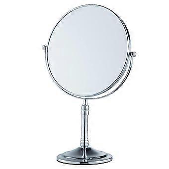 Double-Sided 8-Inch Magnifying Makeup Mirror - Gold-Plated, Telescopic Wall-Hanging or Standing with Silver Stand, 360-Degree Rotation