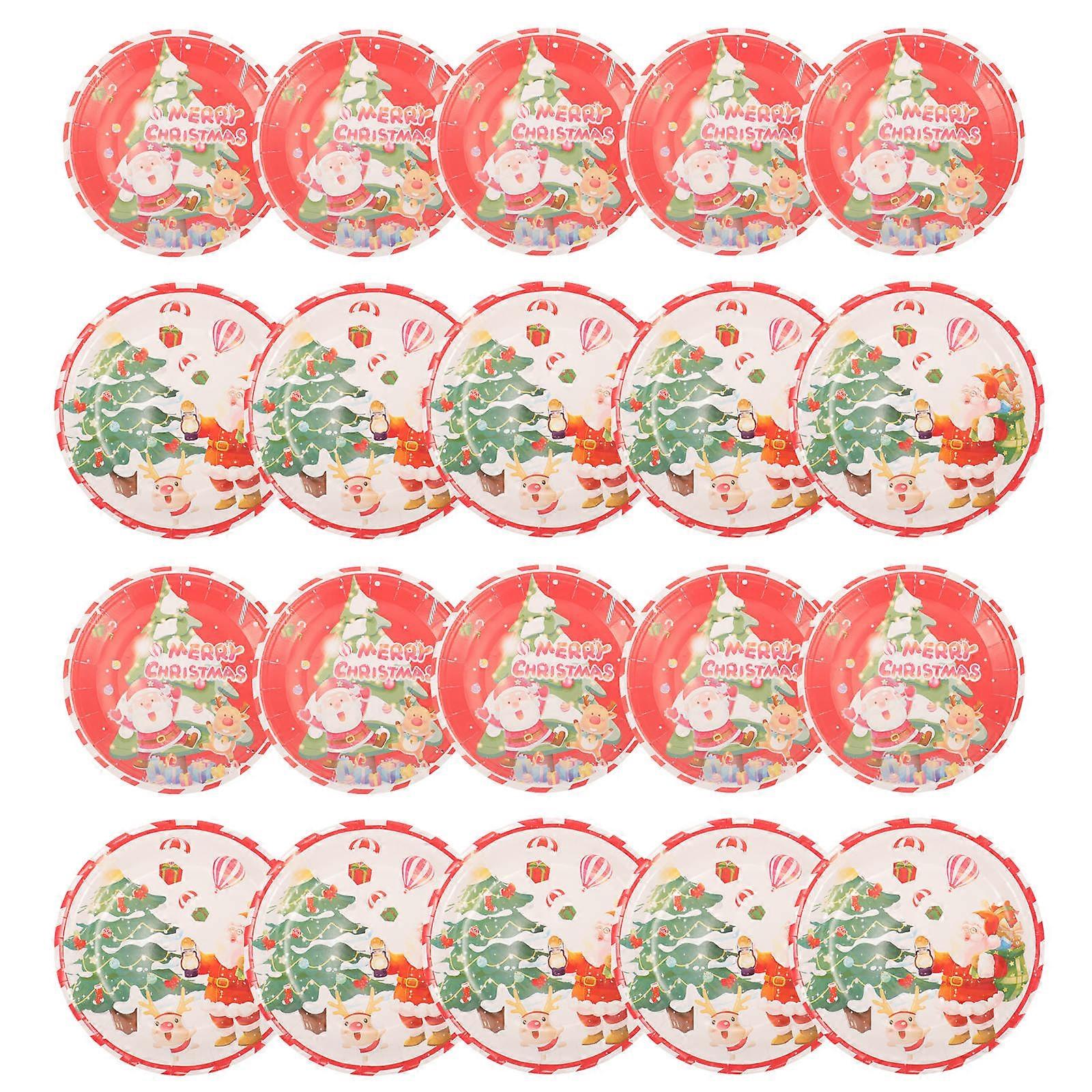 1 Set 20 Stück Weihnachtsmottoparty Pappteller Einwegteller (sortierte Farbe)
