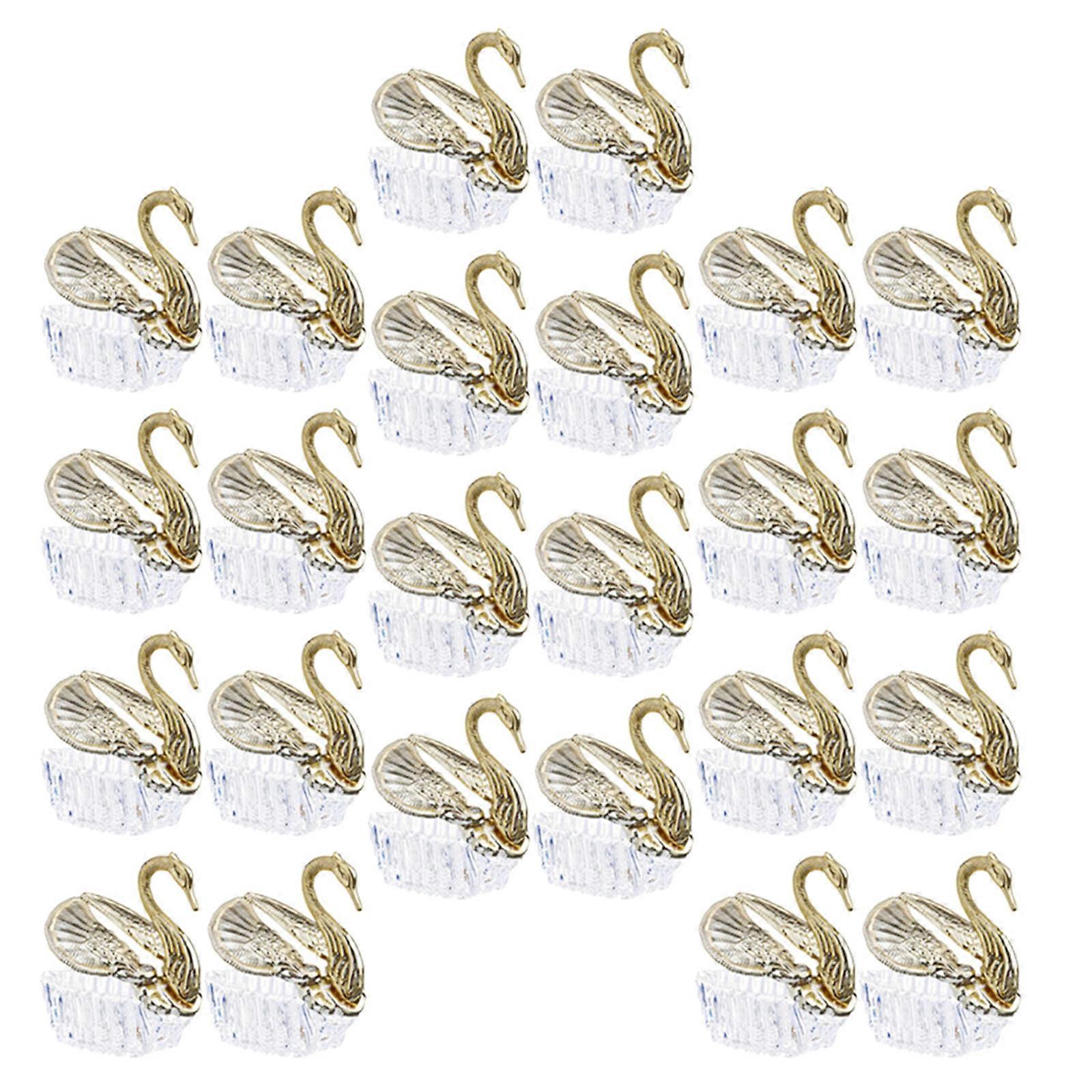 24pcs Exquisite Wedding Candy Boxes Swan Shaped Candy Containers Gift Packing Boxes