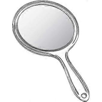 Miroir à main Miroir de poche double face 1x / 2x Miroir grossissant avec poignée Miroir à main transparent Miroir de maquillage de forme arrondie Miroir de maquillage