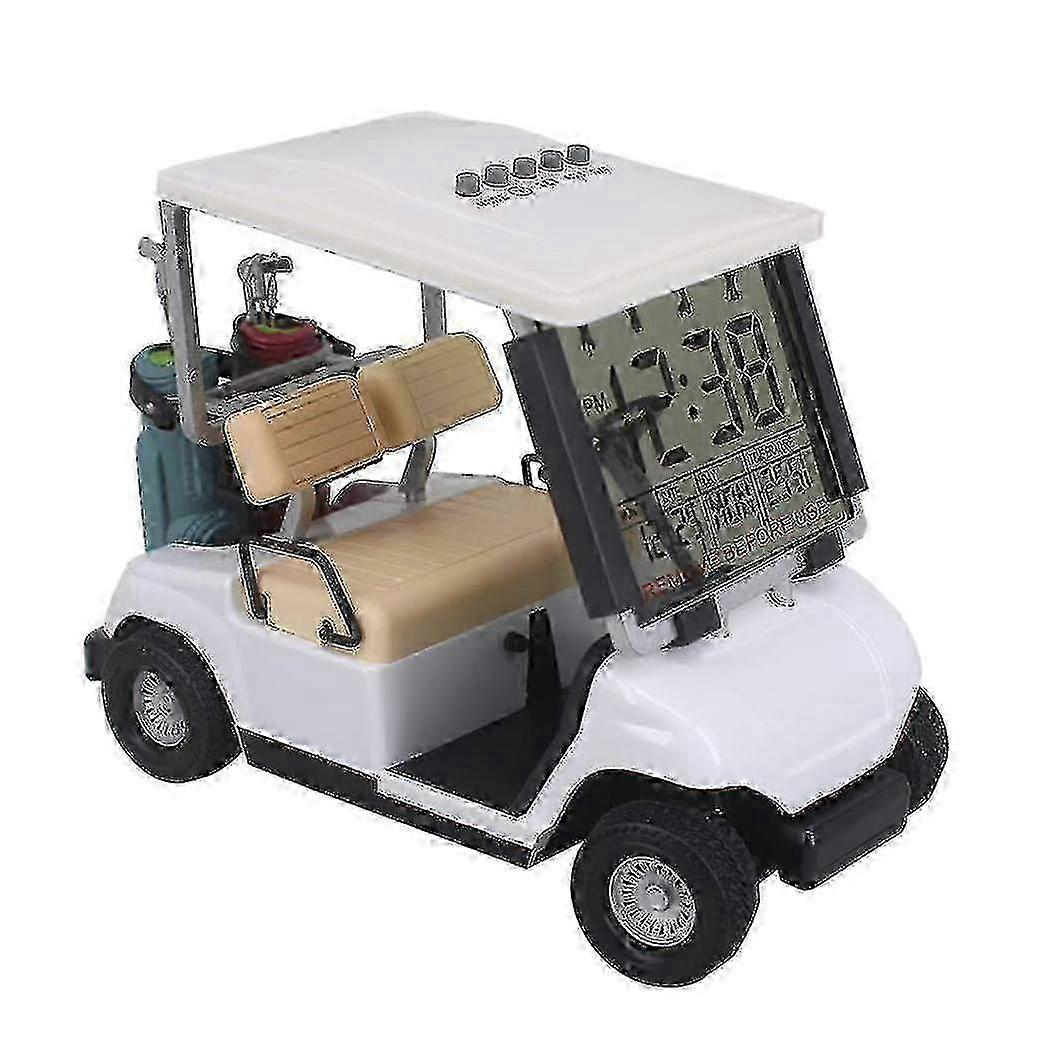 White Alloy Mini Golf Cart Clock Toy