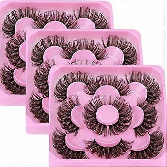 15 paires de faux cils russes, cils volumineux effet vison 3D, cils volume russe, 3 paquets
