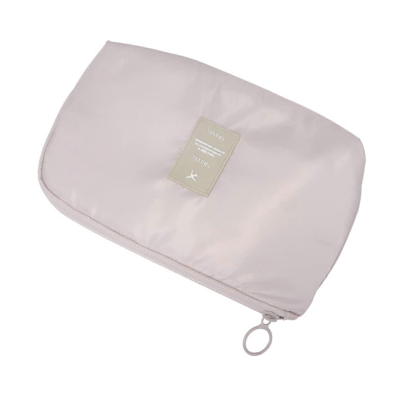 Electronics Organizer Travel Cable Storage Bag Compact Beige Tech Pouch with Large Capacity