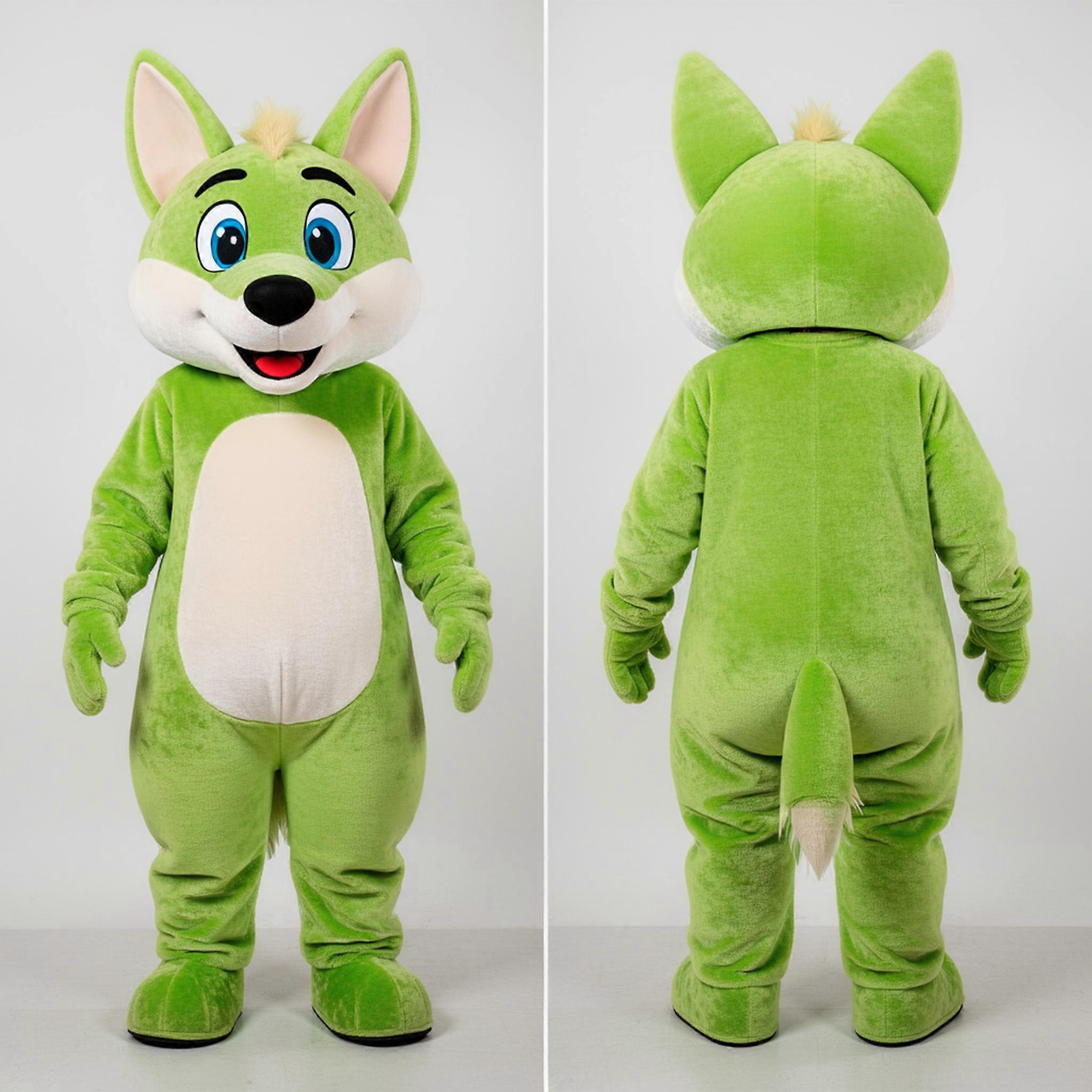 MASTICOT Lime Green Cartoon Dingo Mascot