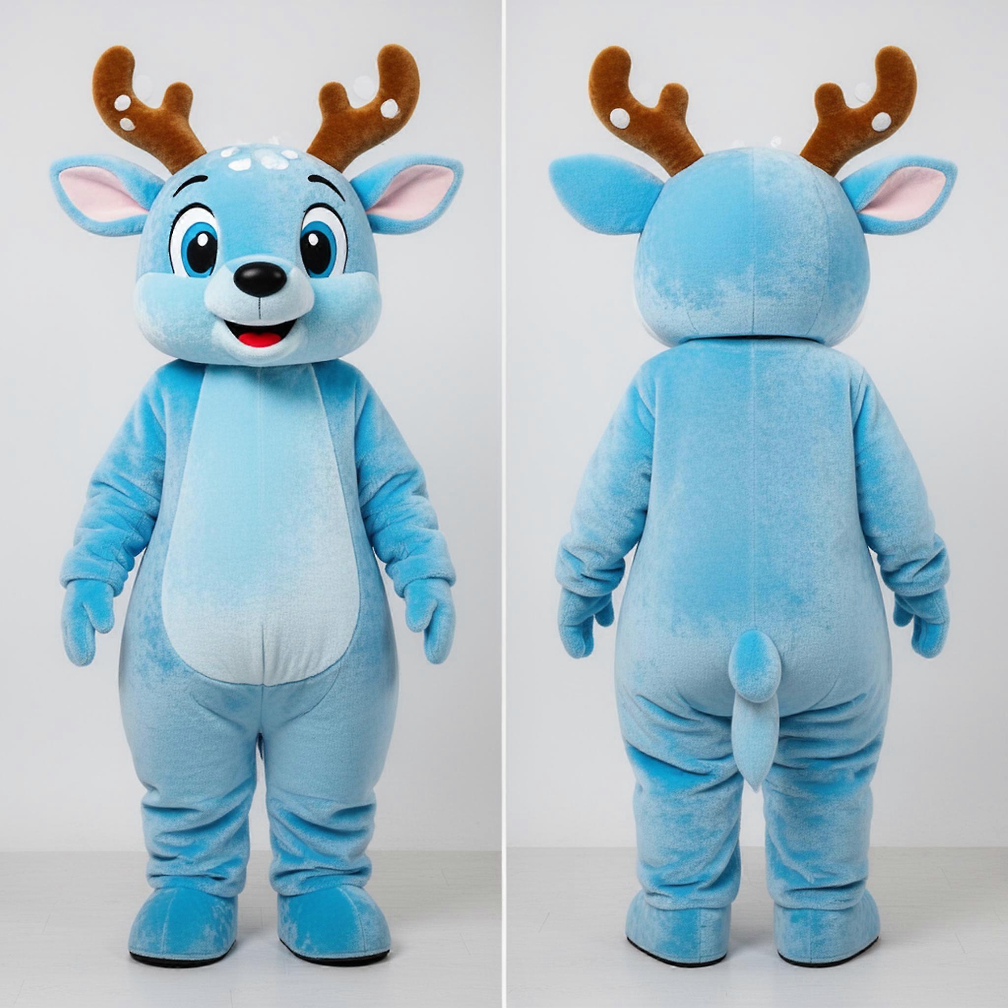 MASTICOT Sky Blue Friendly Deer Mascot