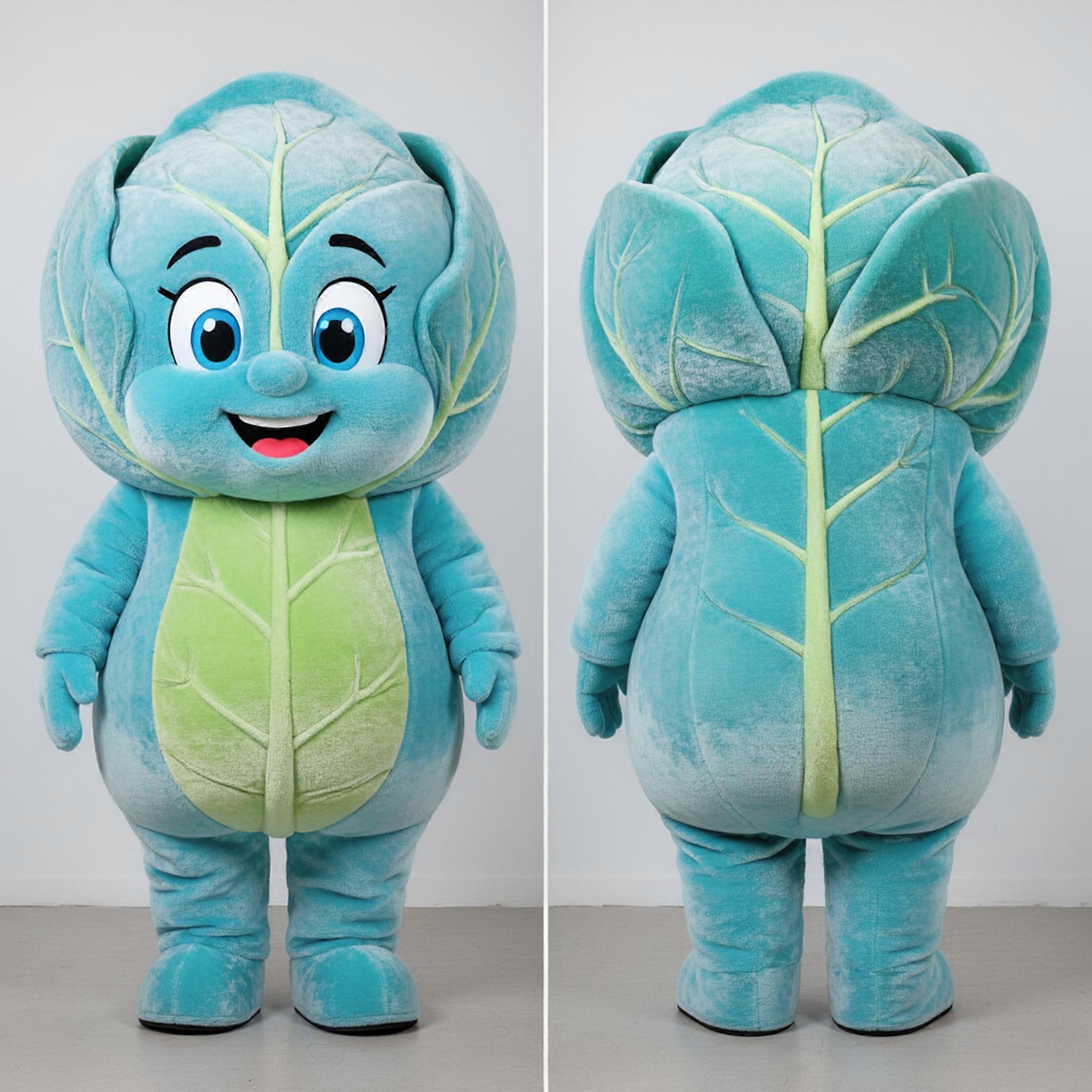 MASTICOT Sky Blue Velvety Cabbage Leaf Mascot
