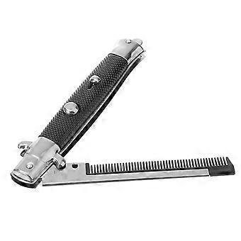 Pocket Spring Comb Foldable Metal Comb for Hairdressing 1Pcs Black Color