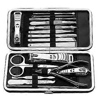 17 in 1 Stainless Steel Grooming Kit with Leather Travel Case, Manicure and Pedicure Set for Men and Women