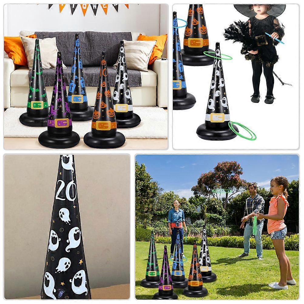 Witch Hat Inflatable Ring Toss Set for Plaything 1Set Assorted Color PVC