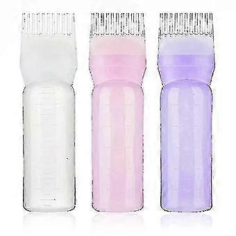 3pcs Hair Dye Root Comb Applicator Bottles Empty Refillable Hair Color Dispensing Bottles
