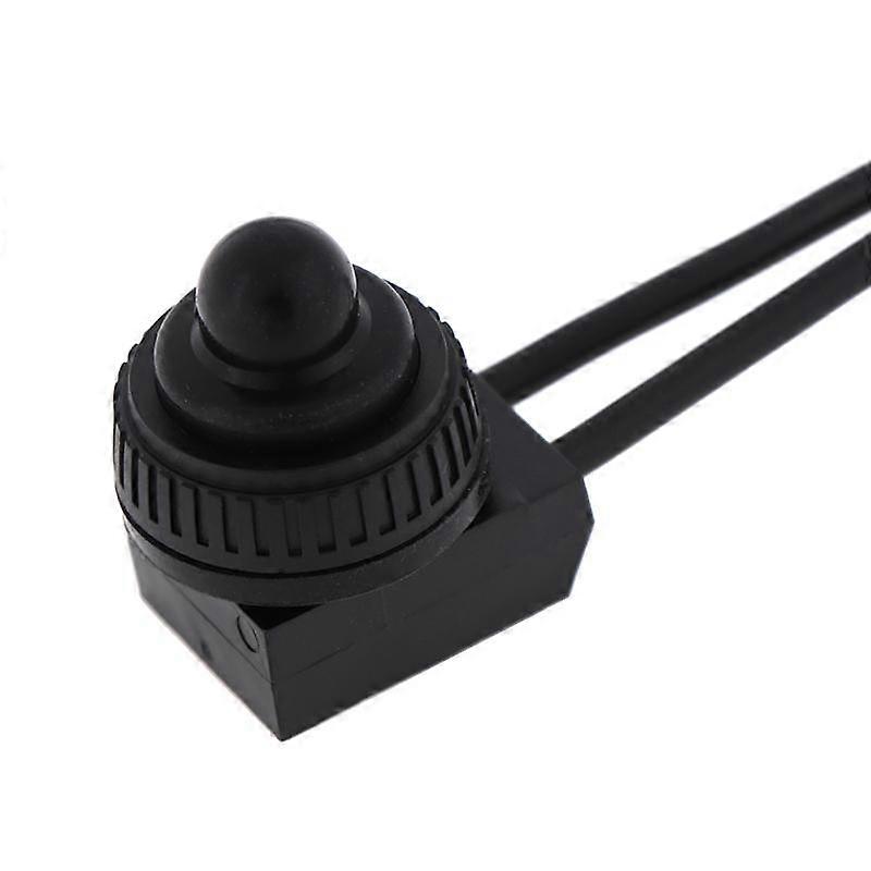 2Pcs 12V Waterproof Push Button On-Off Switch With 4" Lead Wire Black