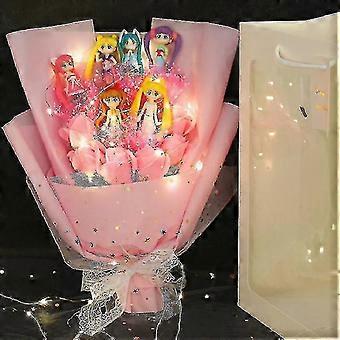 Sailor Girl Bouquet Cartoon Anime Figur Docka Leksak Med Toalett Tvål Blommor BröllopsfestÄlskarens Julklappslåda Med Ljus