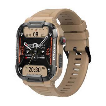 Bluetooth Smartwatch Military Style with Bluetooth Calling Full Touch LED Waterproof Sports Watch Khaki
