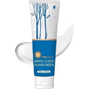 Feuchtigkeitsspendender Sonnenschutz mit Birkensaft, 2025 Upgrade SPF50+ Feuchtigkeitsspendende Essenz-Sonnencreme für das Gesicht mit Birkensaft, starker UV-Schutz, wasserfest und nicht fettend