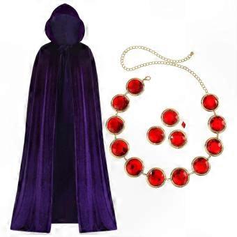 Anime Costume Purple Hooded Cape and Cloak with Red Gem Waist Belt