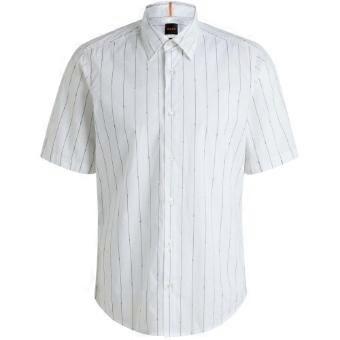 Boss Mens Pinstripe Regular Short-Sleeved Shirt