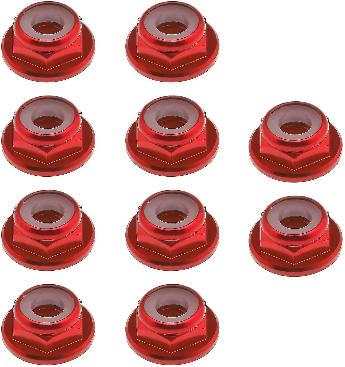 Pxcl 10x M4 Aluminum Alloy Flange Nuts Insert Self-locking Hex Nuts,red