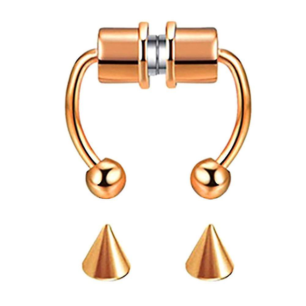 1 Pair Stainless Steel Magnetic False Nose Ring/ Non Perforated Nose Collar