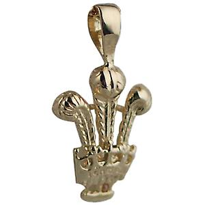 9ct Gold 16x12mm Prince of Wales feathers Pendant