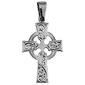 Silver 35x24mm hand engraved Celtic Cross with bail