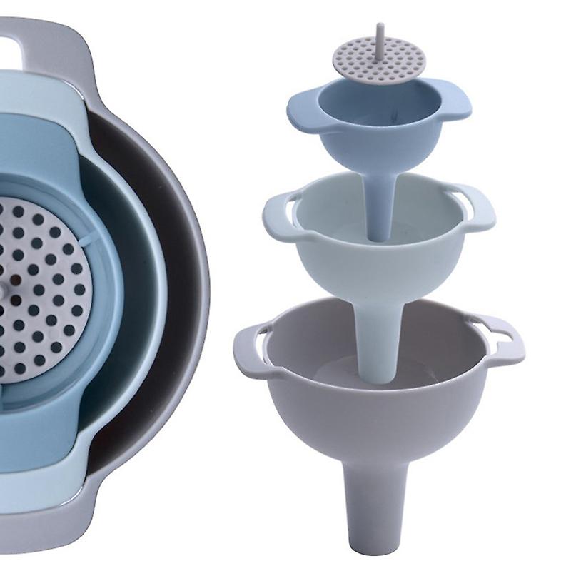 4 In 1 Portable Filter Funnels Set Funnel Strainer Oil Water Spices Wine Flask