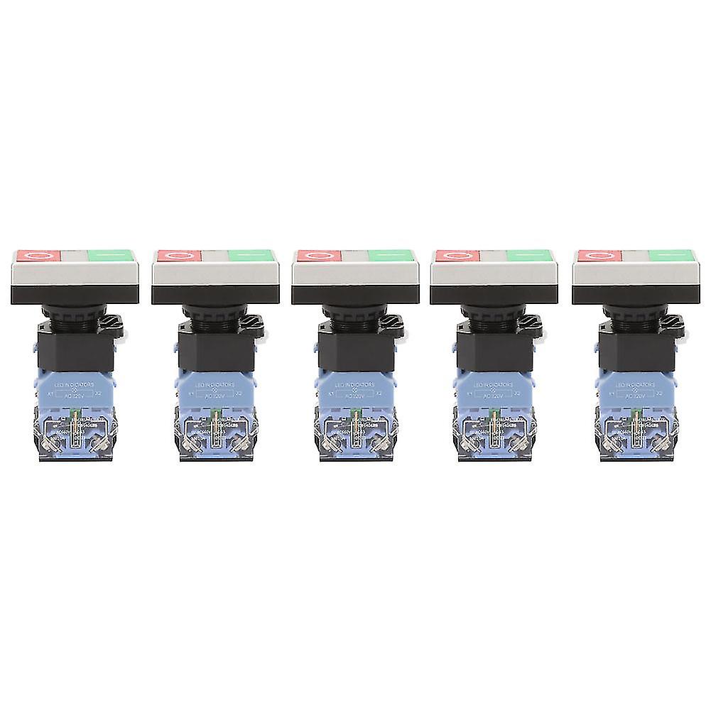 5Pcs Bem38-11drg 22mm Auto Reset Push Button Switch 1no 1nc With Indicator Light (ac220v)