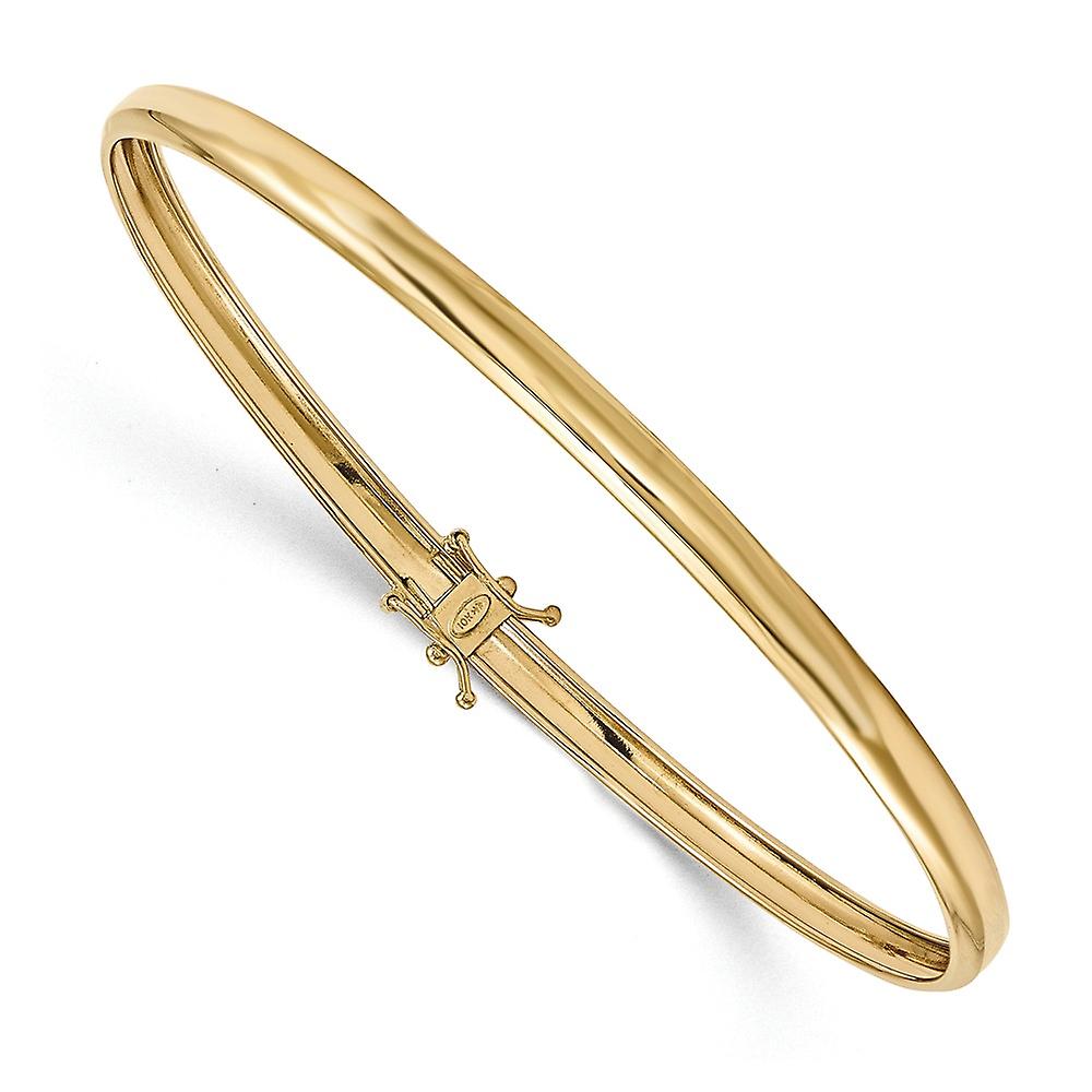 14k Yellow Gold Safety clasp Polished Flexible Bangle Bracelet 4mm Wide Cuff-Bracelet for Women