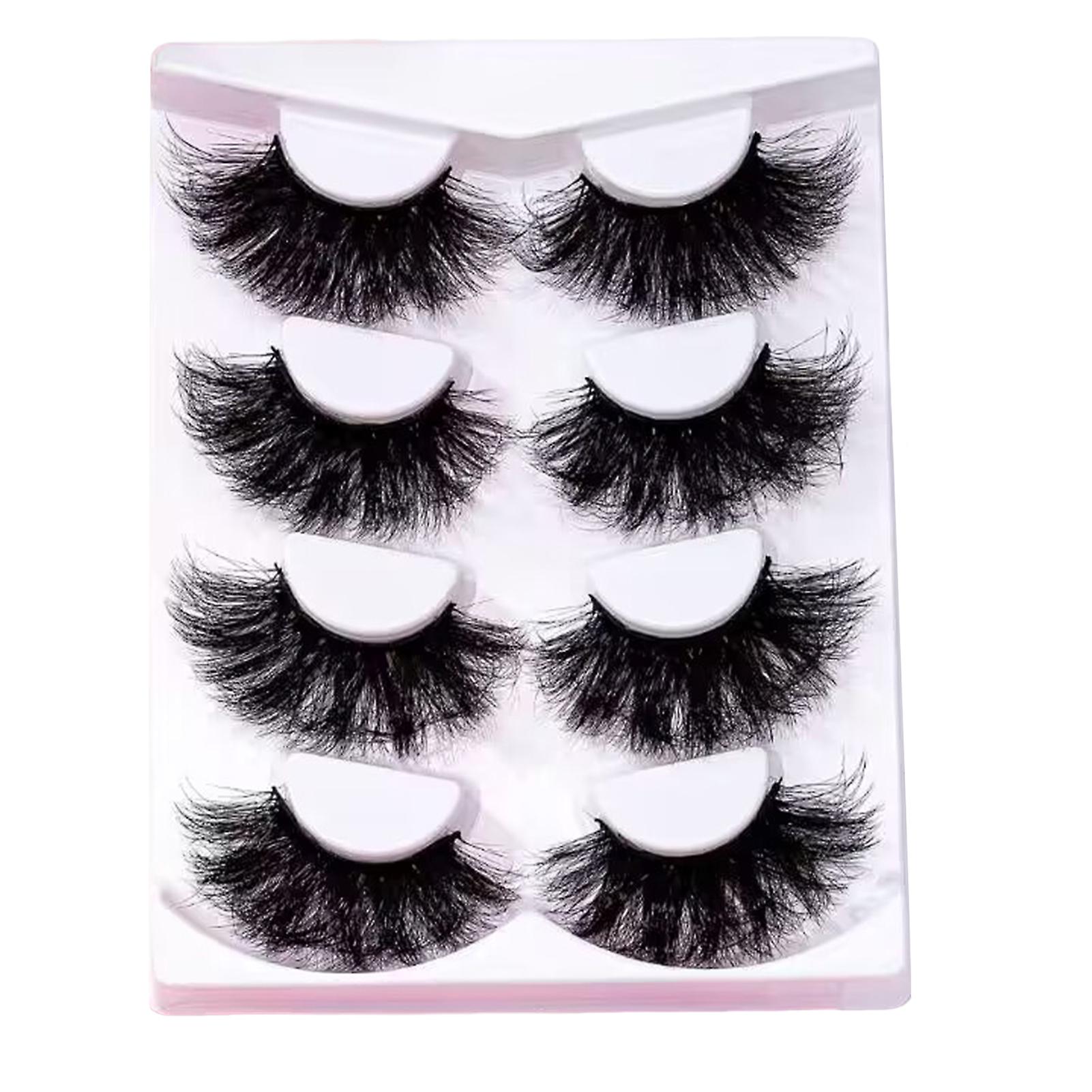4 Pairs Super Long False Eyelashes Eyelash Thick Volume Long Wispy Lashes For Daily Working Dramatic Makeup