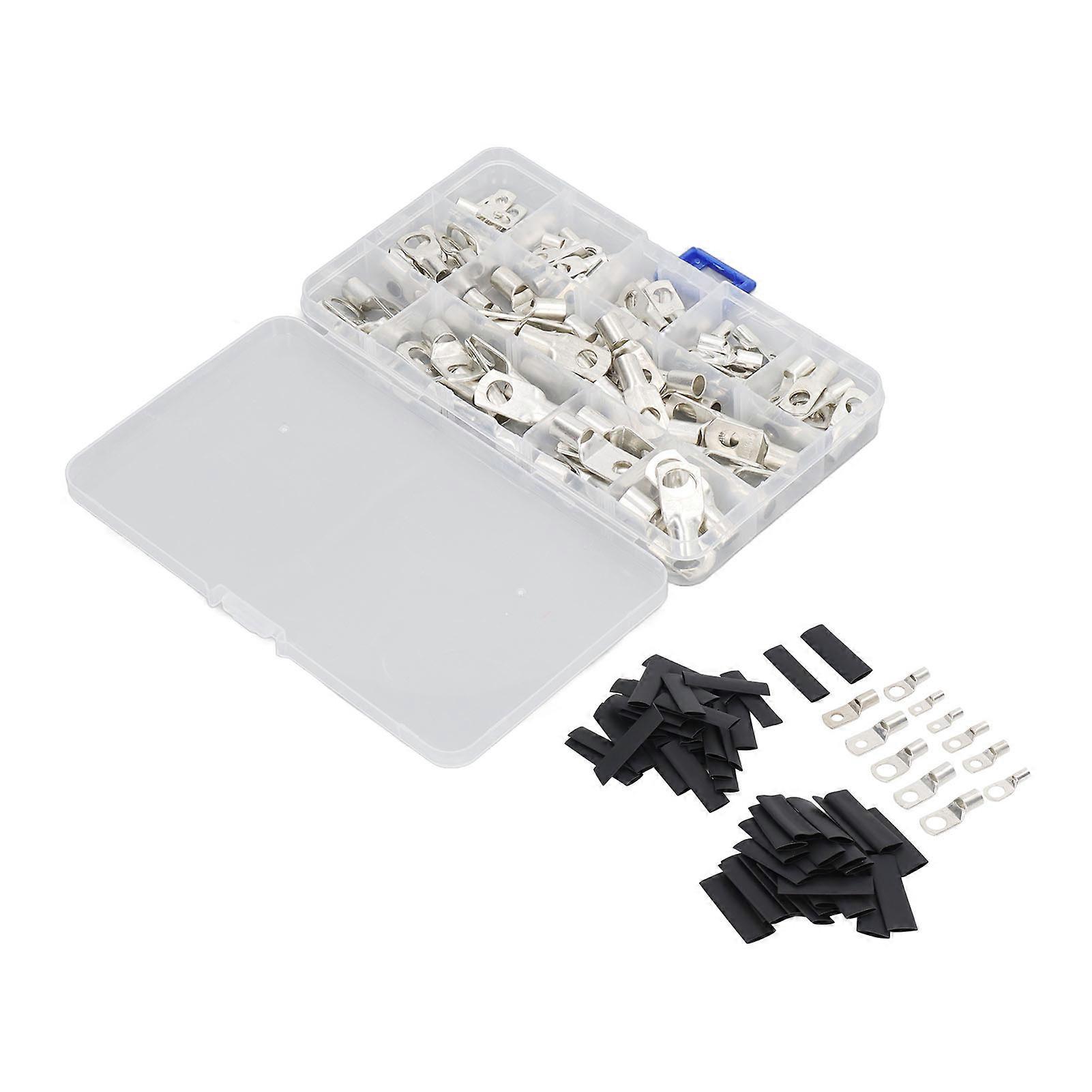 220PCS Copper Wire Lugs Heat Resistant ABS Ring Terminals Connector with Storage Box for Solar System