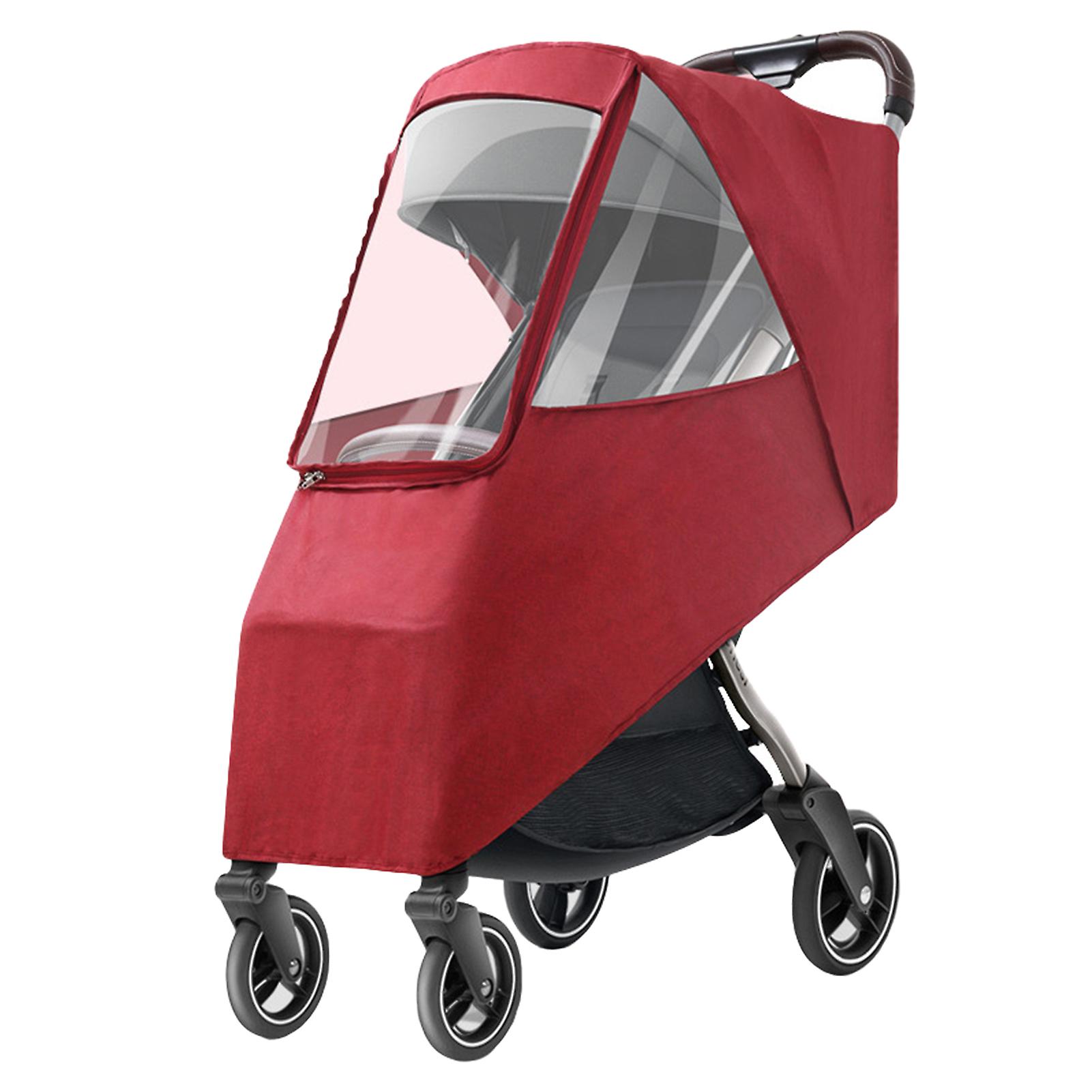 Housse de pluie universelle pour poussette, imperméable, coupe-vent, anti-poussière et anti-froid, rouge vin