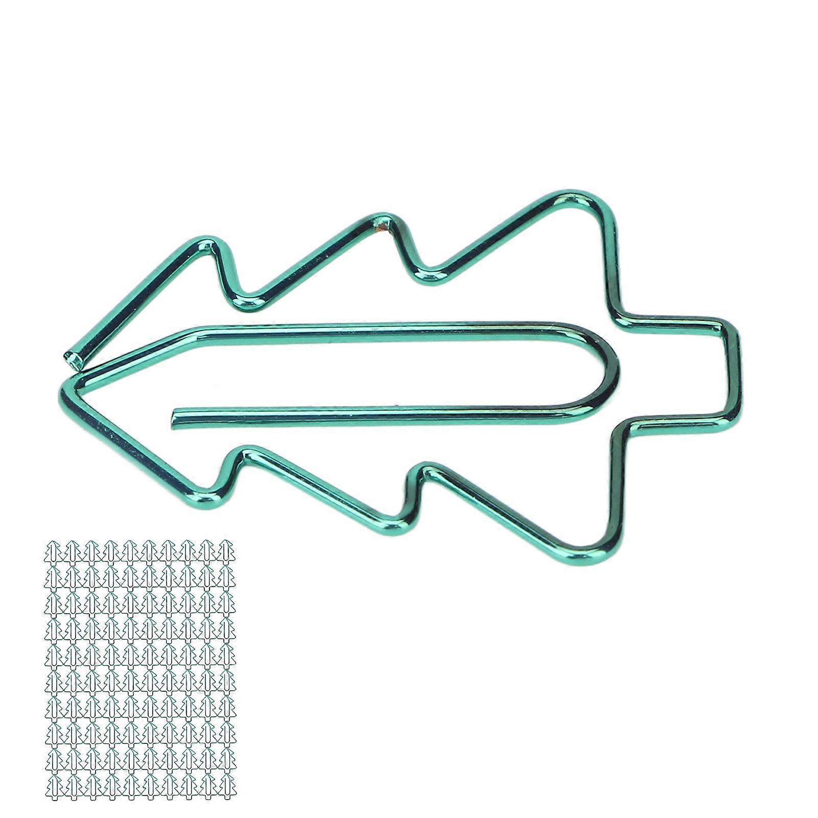 100Pcs Paper Clips Cute Unique Tree Shape Electroplating Process Lightweight Portable Metal Paperclip 