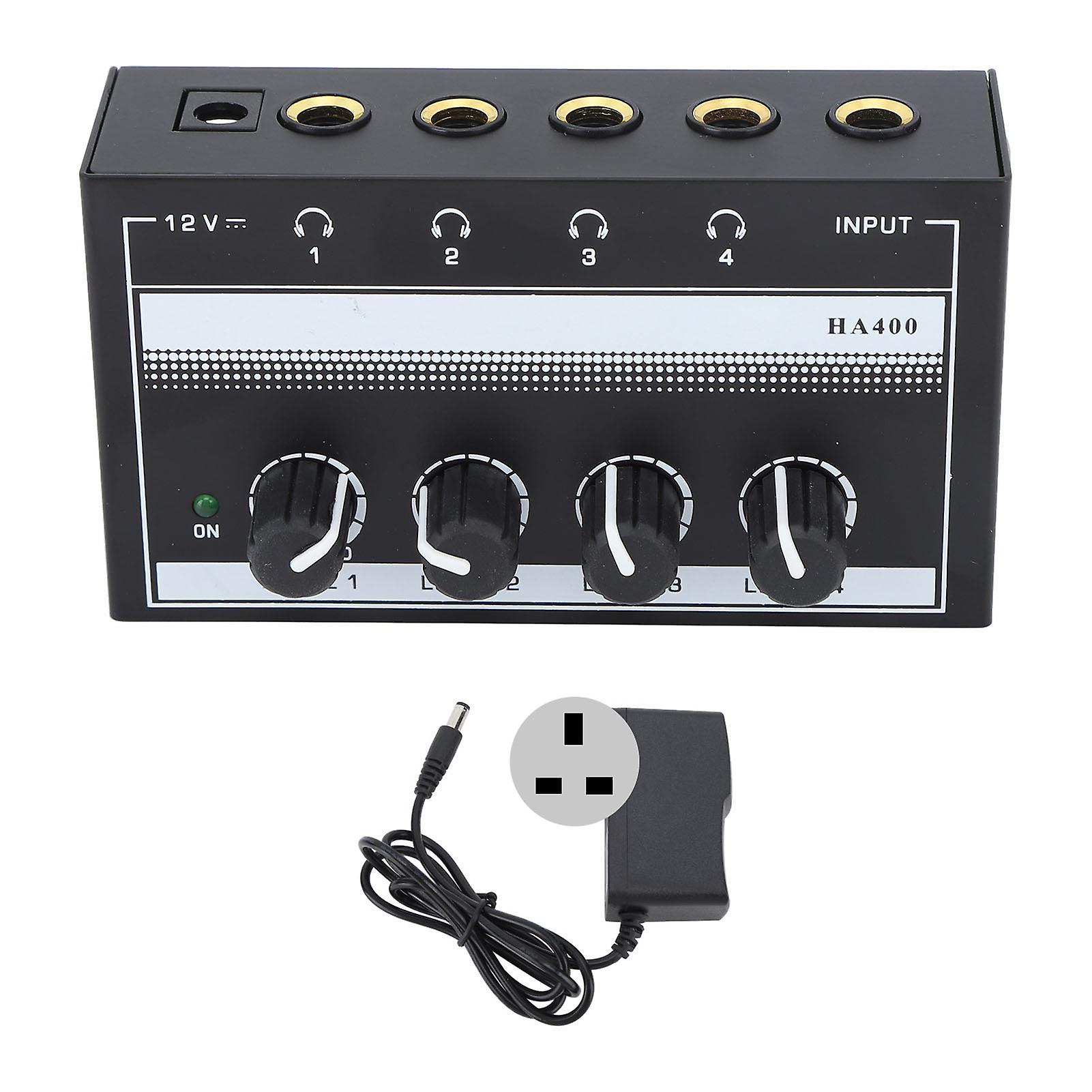 4 Channel Sound Mixer HA400A Ultra Low Noise Professional Monitor Earphone Sound Mixer for Bar Party 100-240V UK Plug