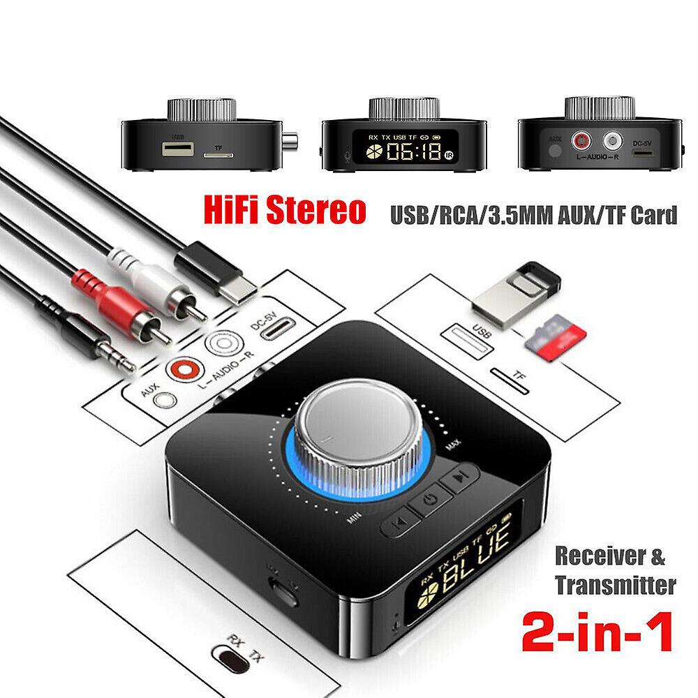 Bluetooth 5.0 Receiver Transmitter Wireless 3.5mm AUX to RCA HiFi Audio Adapter