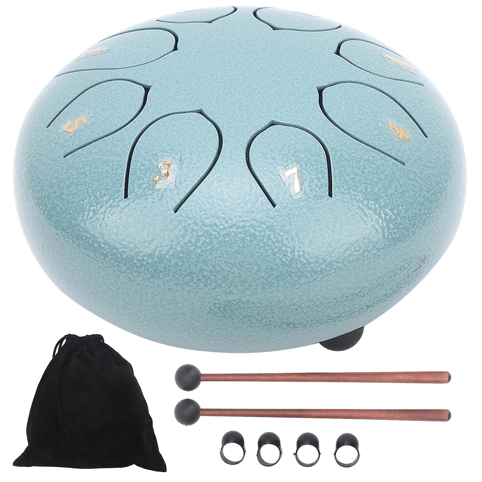 Tongue Drum 8 Note Lotus Ethereal Sanskrit Hand Pan Percussion Instrument Moss Blue 6in 2973103