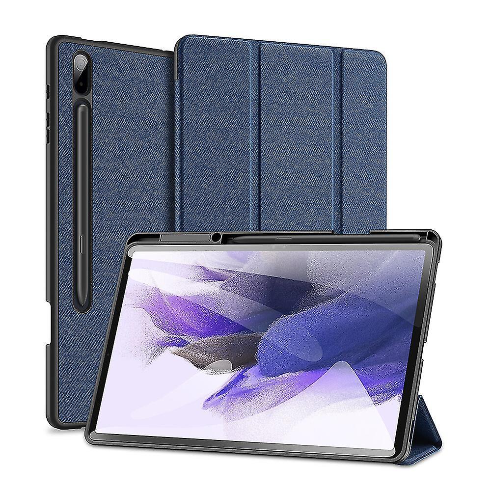 Case For Samsung Galaxy Tab S7 FE Ultra Thin Smart Leather Cover Case With Pencil Holder (Blue)
