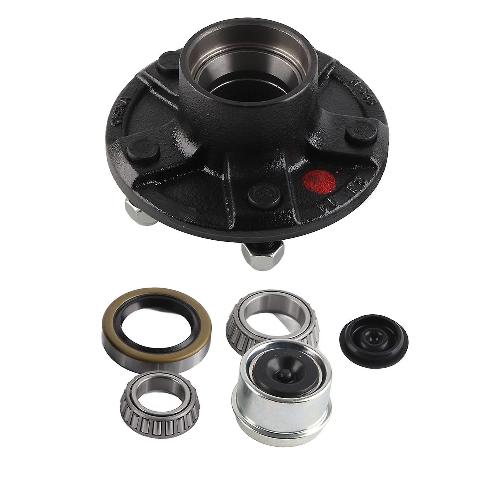 5 Lug Trailer Freewheel Hub Kit with Grease Seals, Caps and Rubber Plug for 3,500 lb Axles