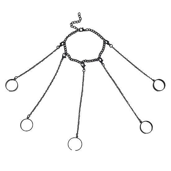 Chain Punk Style Five Rings Solid Color Wrist Chain Ring