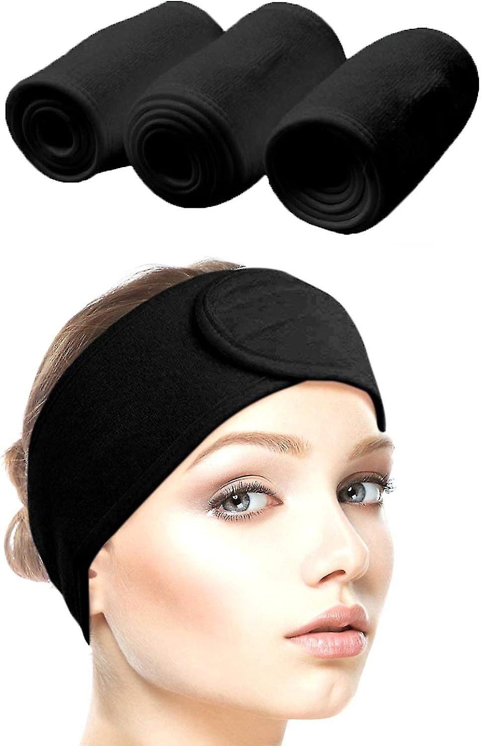 3PCS Washable Hair Makeup Headband Black Scratch Headband Headband For Spa Yoga Sports Make Up Face