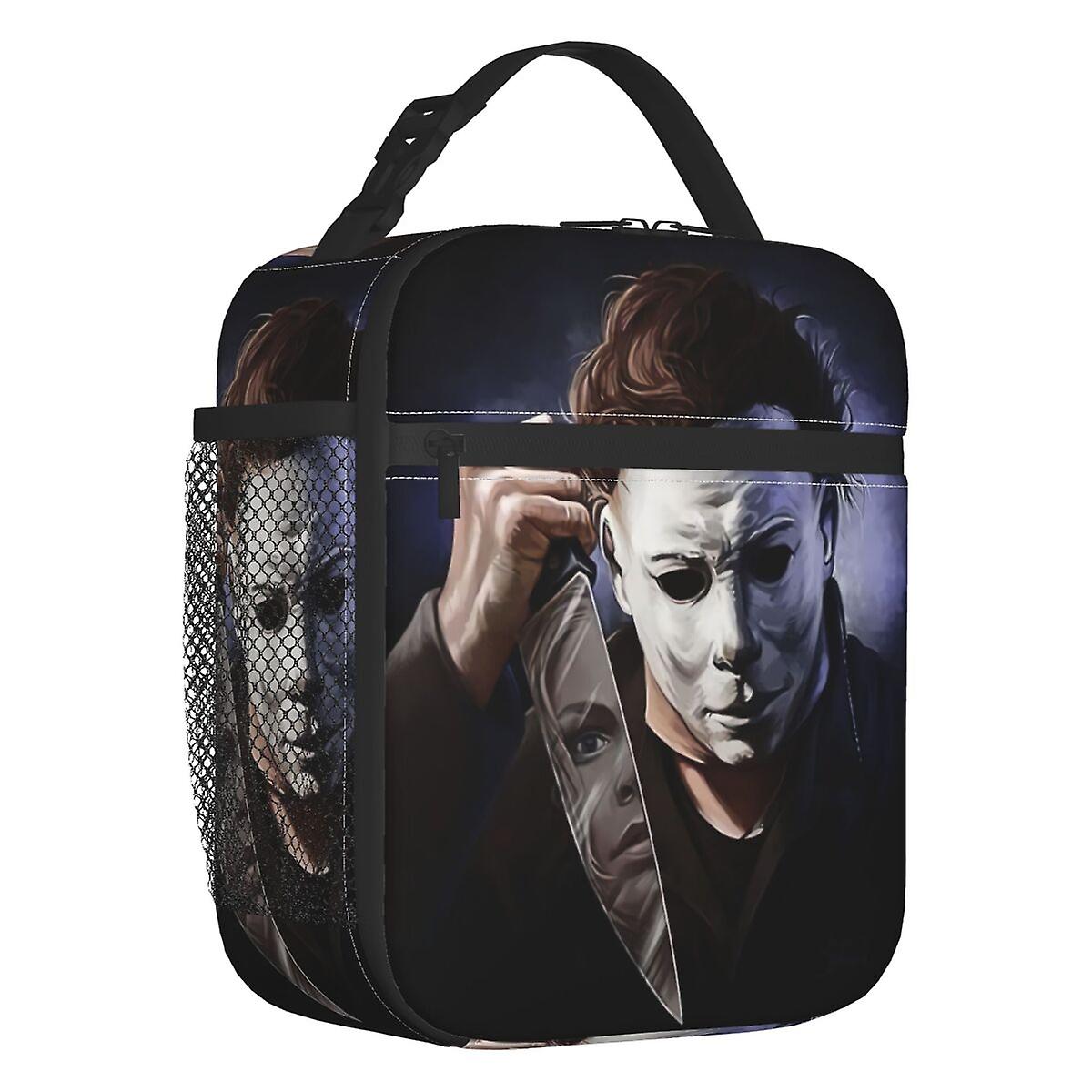 Michael Myers Knives Art Halloween Horror Movie Resuable Lunch Boxes Women Leakproof Cooler Thermal Food Insulated Lunch Bag Kid