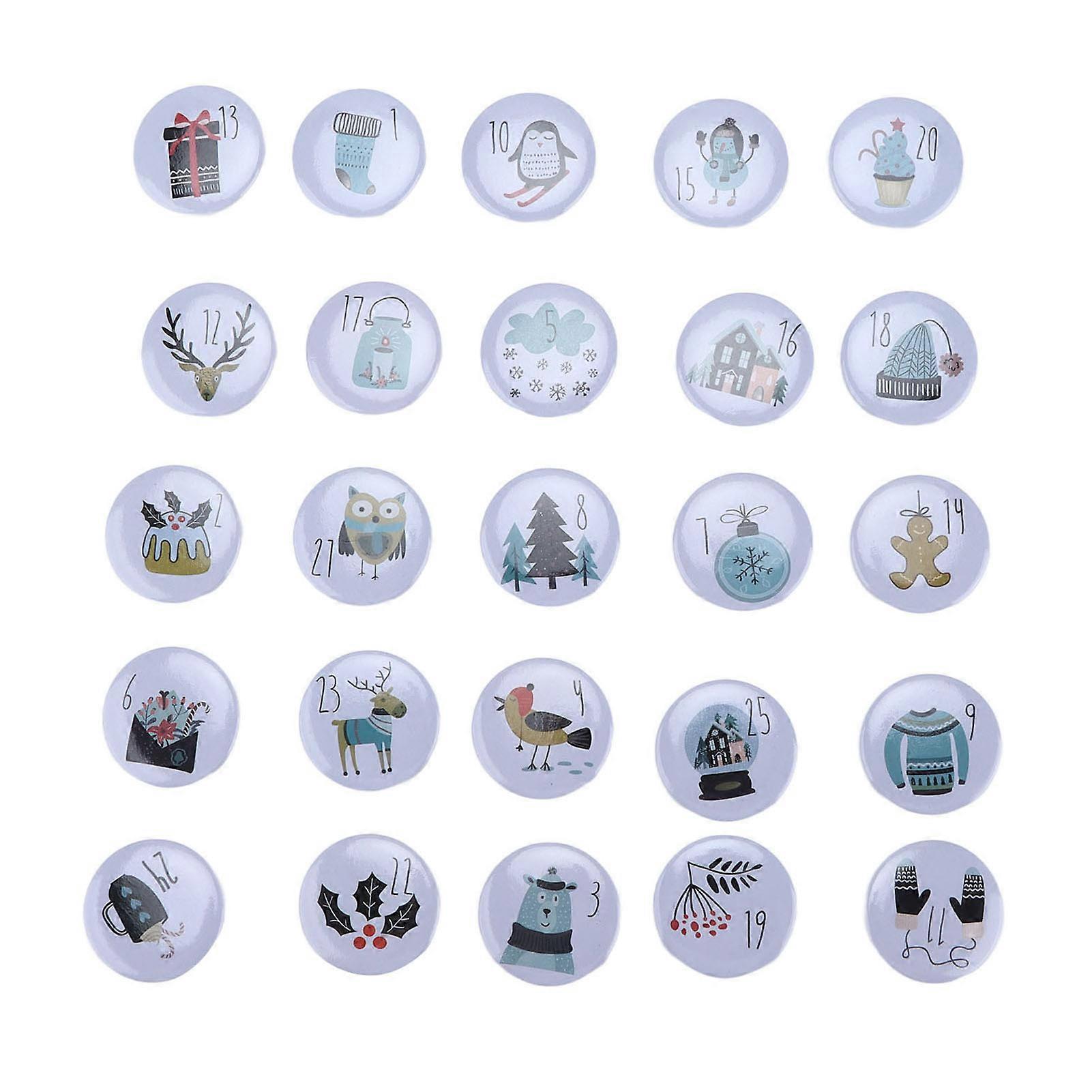 Lucky Number Button Pin Unique Pattern Button Pin Cartoon Advent Calendar Brooch25ks Animal Cartoon