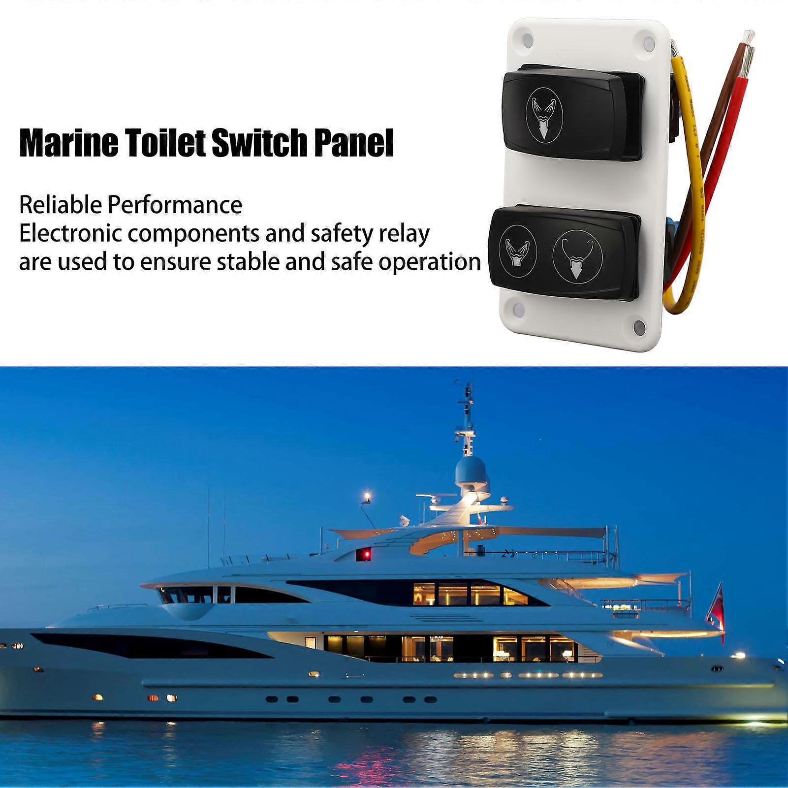 DC12 24V Marine Toilet Control Panel Switch 3 Way Fast Response RV Toilet Rocker Switch for Boats Yachts E2U711