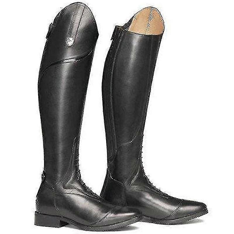 Womens Tall Field Boots, Synthetic Leather Horse Riding Boots With Rear Zipper