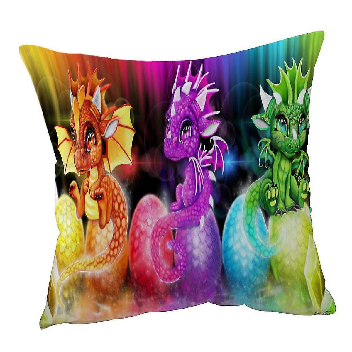 Multi Color Spectrum Lil Dragons Cushion Cover