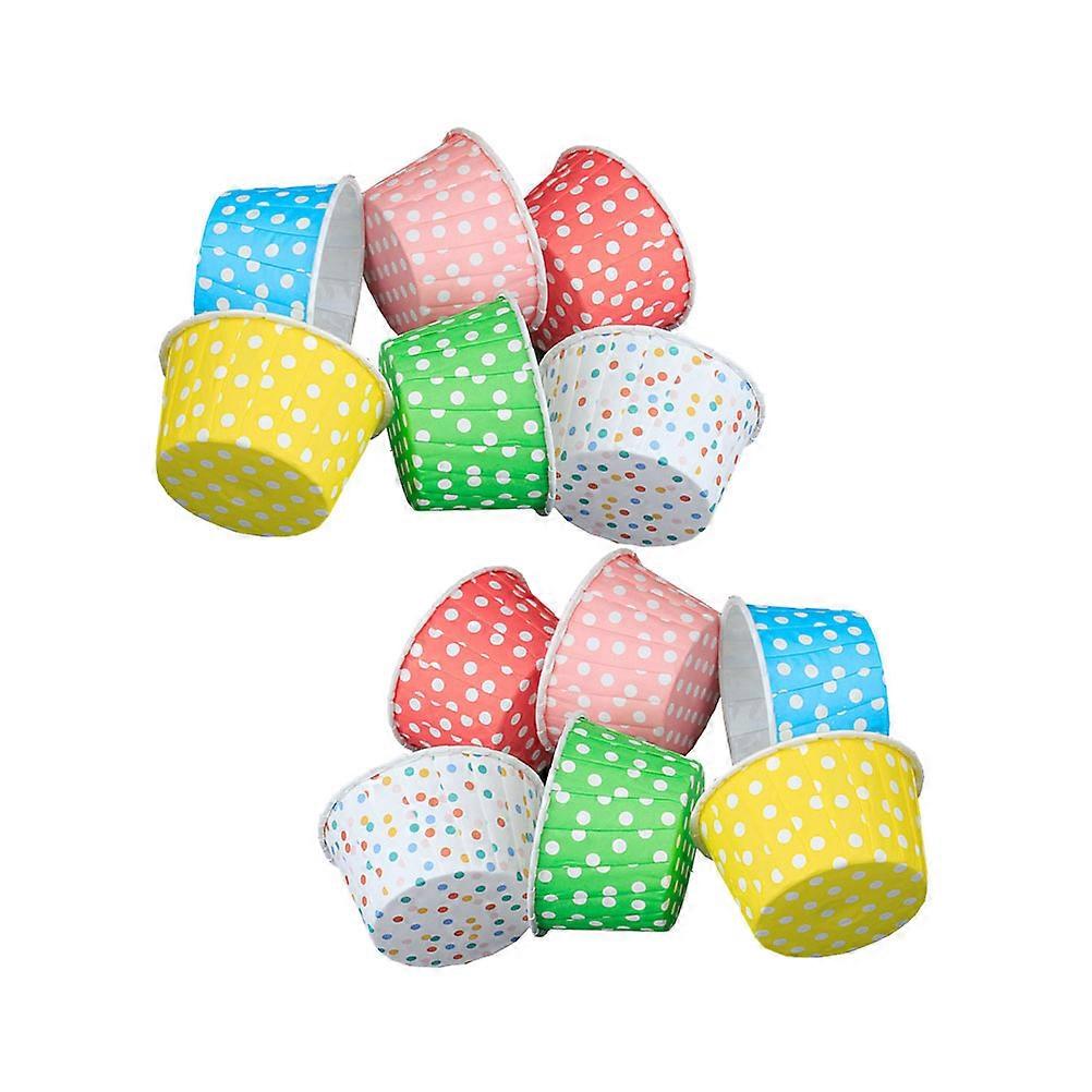 50PCS Cake Cup Dessert Bowls High Temperature Resistant Baking Utensils Dot Coating Curling Cup (Random Color)
