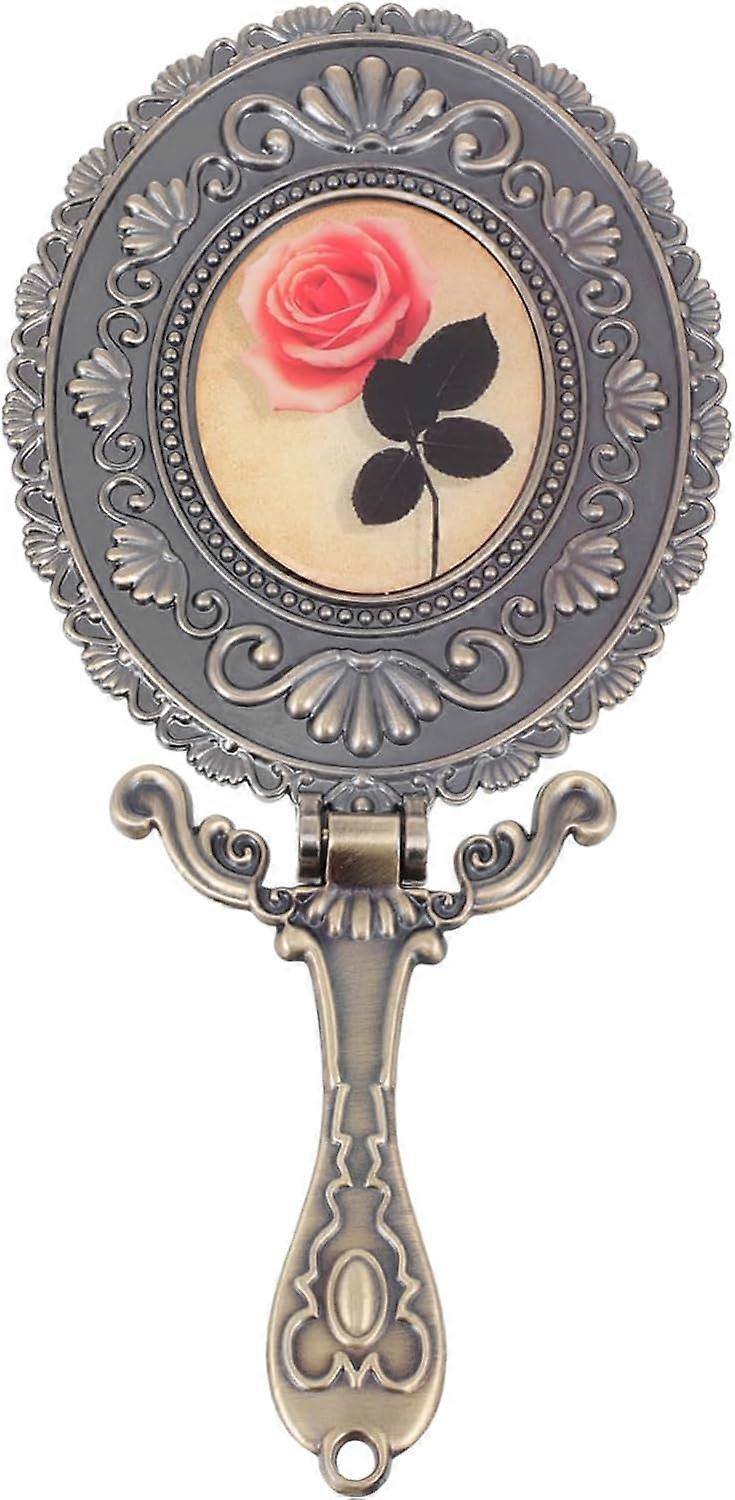 Folding Handle Mirror 2-Way Mirror Self Haircut Mirror Hand Wash Mirror Oval Cosmetic Mirror Cute Mirror Foldable Hand Mirror Portable Cosmetic Mirror