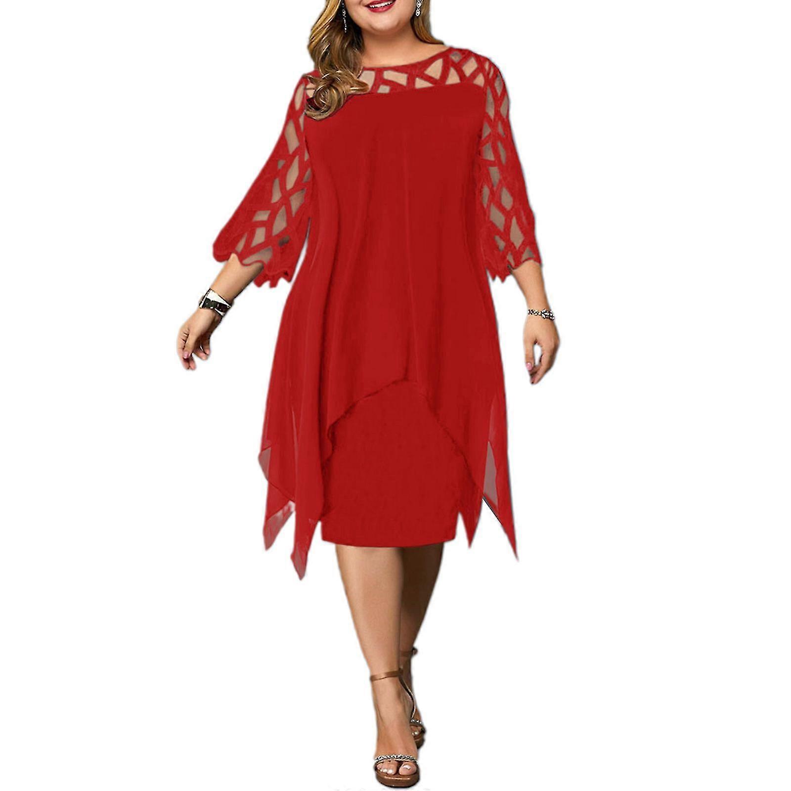 Rochie midi pentru femei Plus Size Scobit Rochie de cocktail casual pentru vară toamnă-Yvan