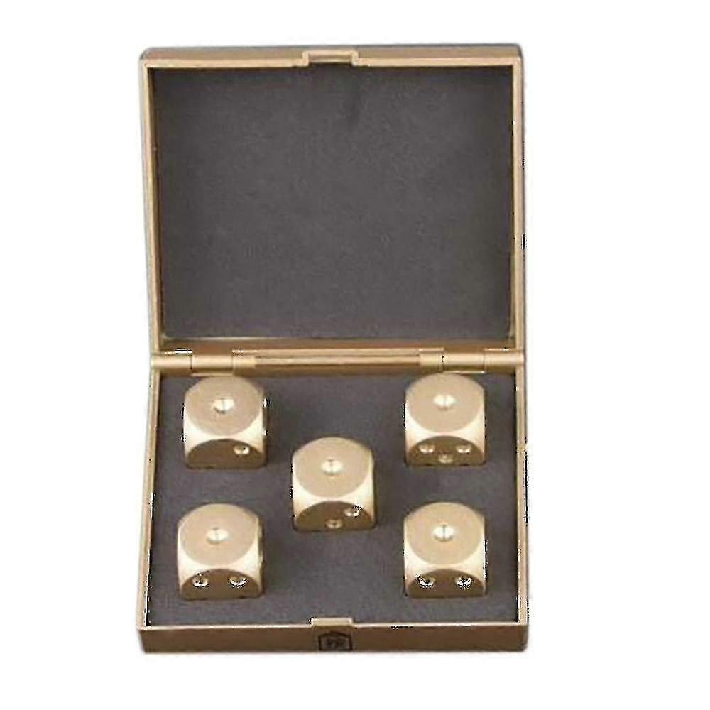 5 Pcs Dice 15mm Metal Dice With Case 6 Sided Gold Mahjong Dice Set Jin