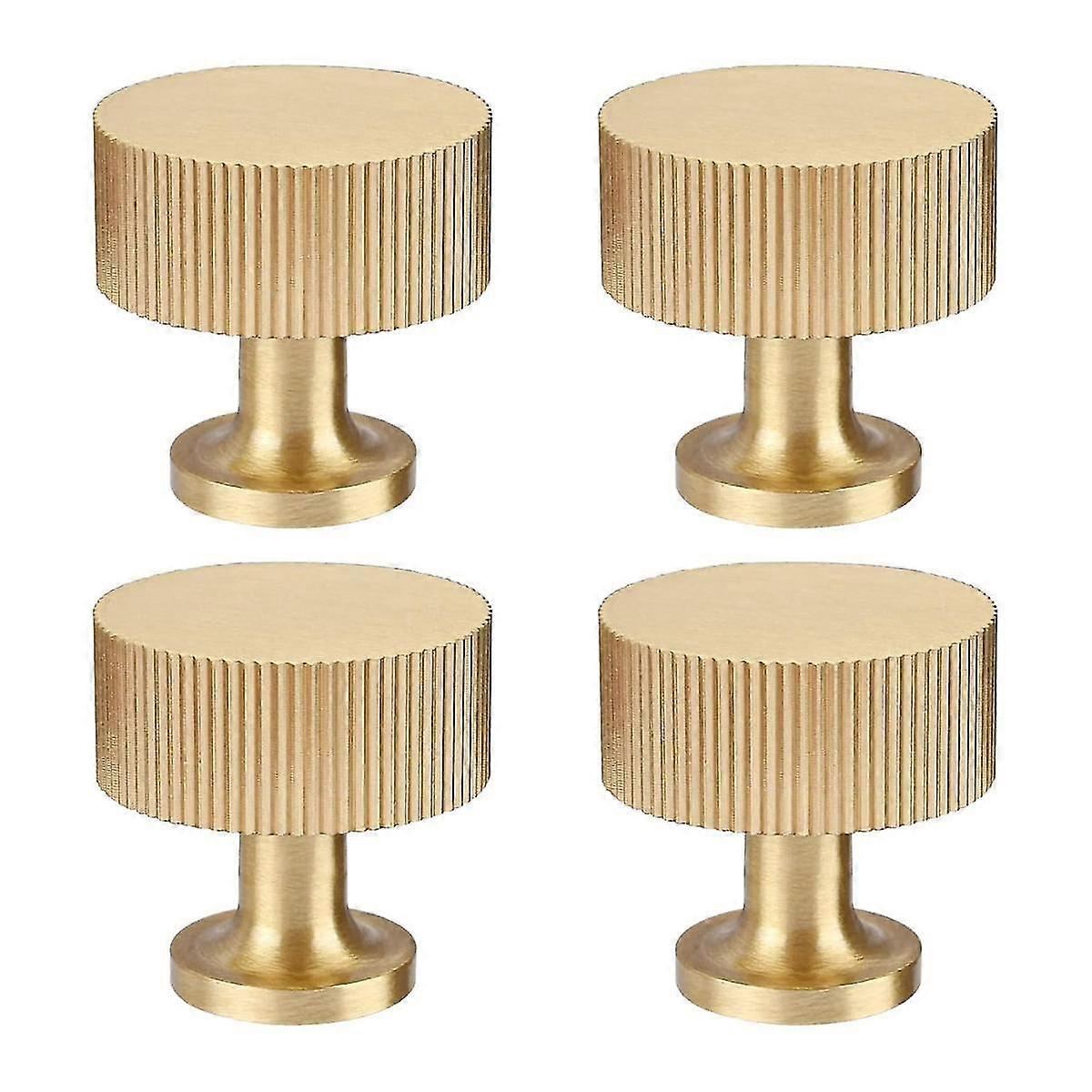 4pcs Solid Brass Cabinet Knobs Pulls Cabinet Drawer Dresser Gold Knobs Modern Handles Knobs(1x1inch