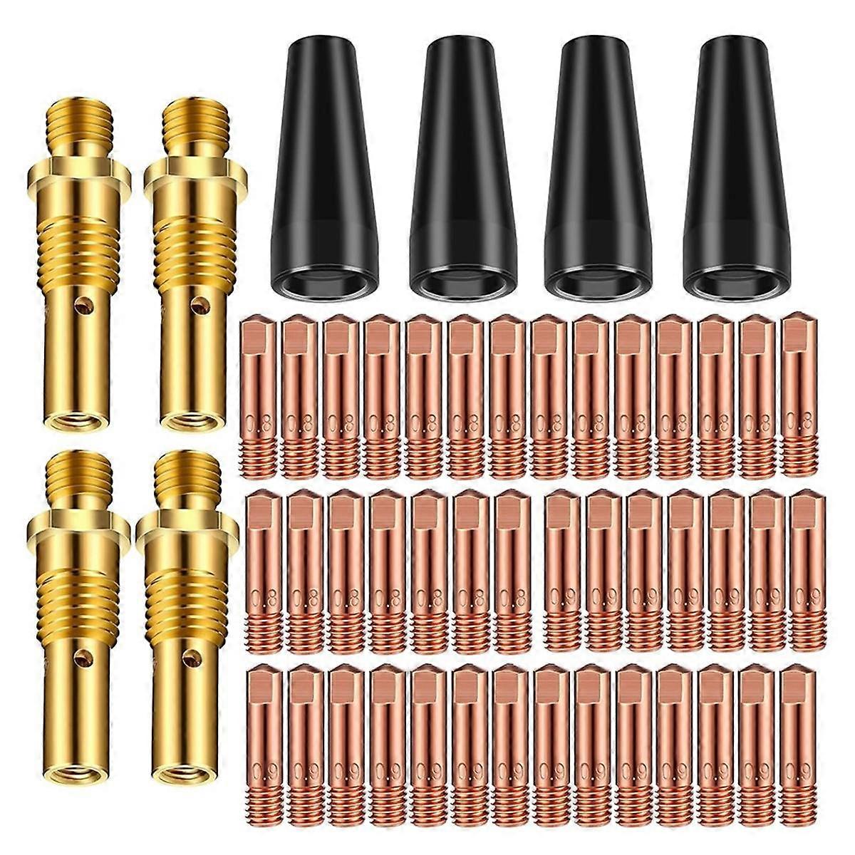 50PCS Flux Core Gasless Nozzle Tips Kit KP1939-1, 0.030In & 0.035In Contact Tips Gas Diffusers Mig