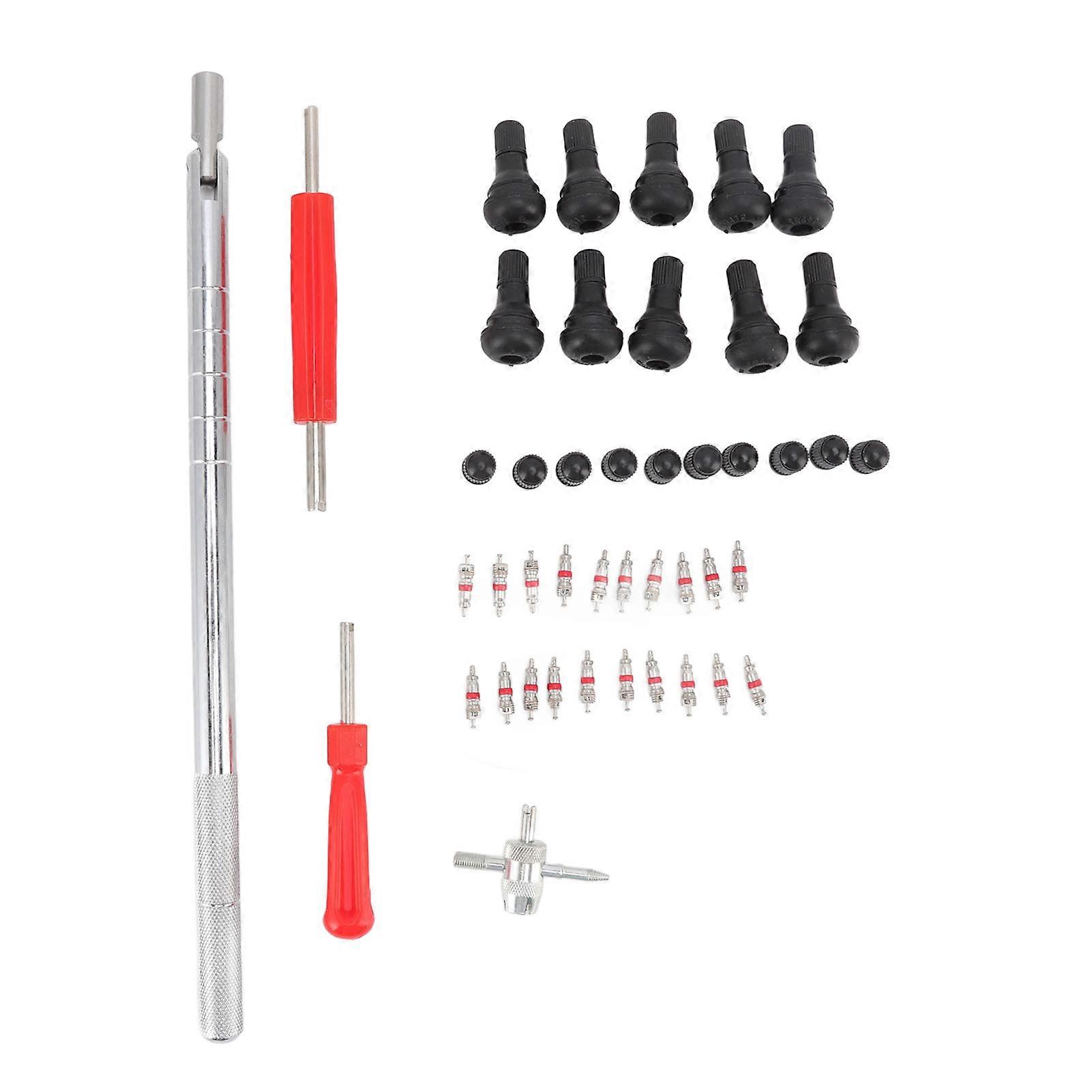 Tire Valve Stem Removal Tool Set Valve Core 4 Way Valve Tool Valve Stem Caps Single Double Heads Valve Core Remover for Motorcycle Bike